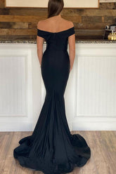 Black Prom Dress Satin Mermaid Long Evening Dress